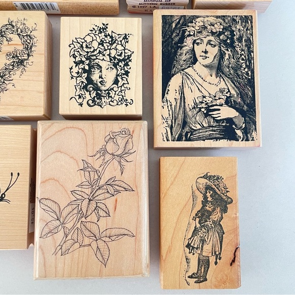 Lot Of Feminine Rubber Stamps Women Renaissance Art PSX Floral Rose Butterfly - Picture 4 of 10